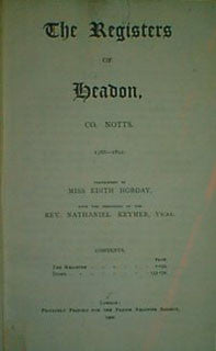 The Registers of Headon, Nottinghamshire 1566-1812