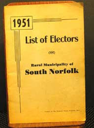 1951 List of Electors for Rural Municipality of South Norfolk, Manitoba