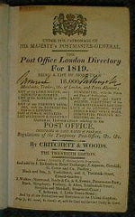 Image unavailable: Post Office London Directory 1819