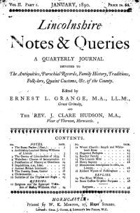 Lincolnshire Notes & Queries - April, January & July 1890