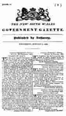 Image unavailable: New South Wales Government Gazette 1833