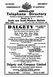 Queensland Telephone Directory 1940 South and South Western Districts