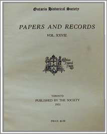 Papers & Records Vol. XXVII (1931), Ontario Historical Society